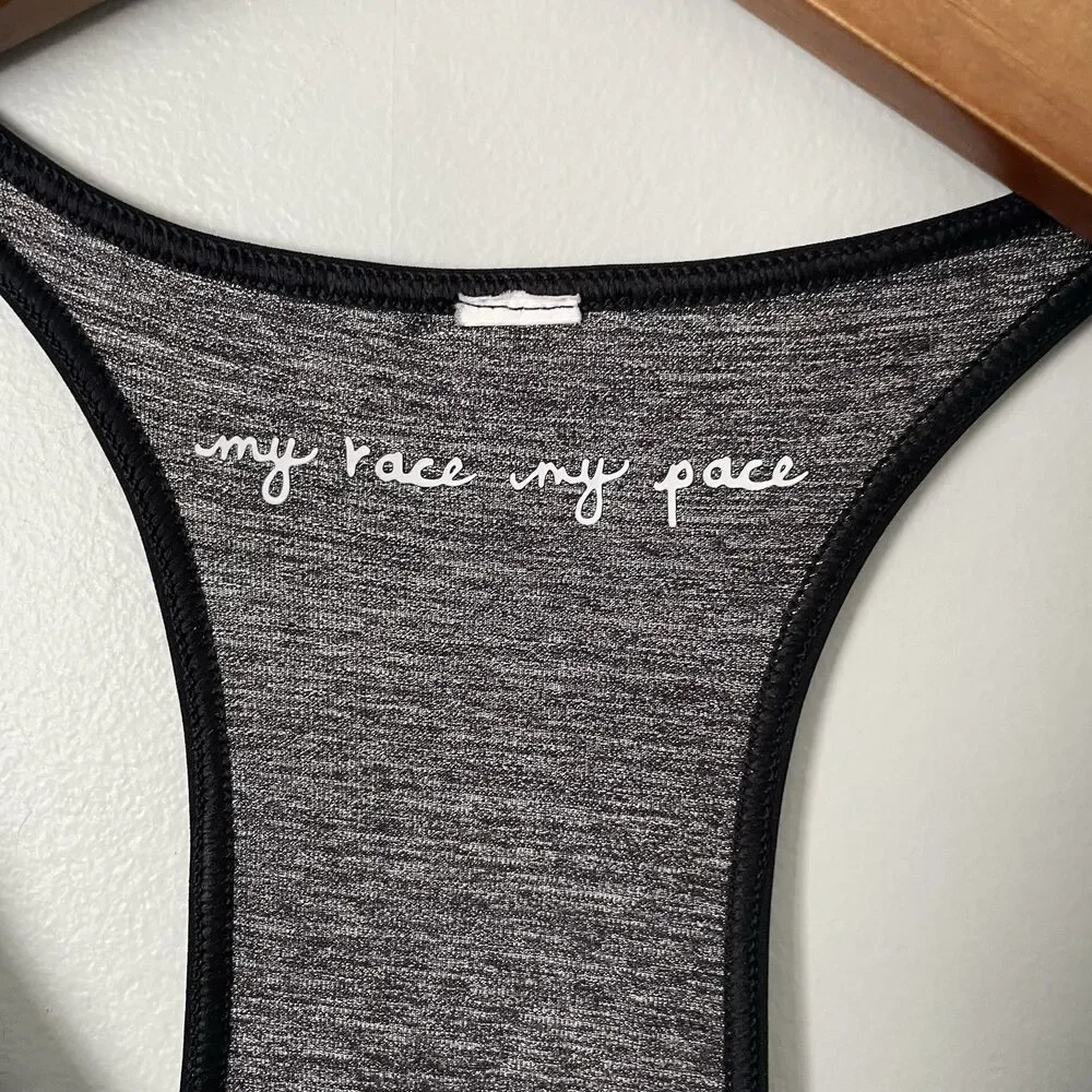 Lululemon My Race My Pace Racerback Tank Top Metallic Gray Black Trim Large - Picture 7 of 7